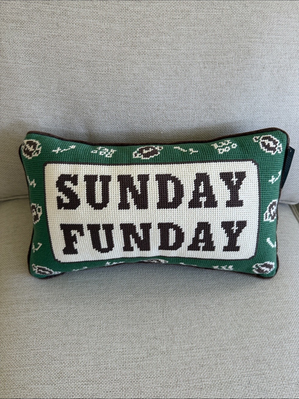 Sunday Funday Football Needlepoint Throw Pillow MSX by Michael Strahan